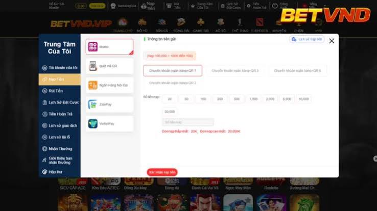 Quy trình nạp tiền BETVND từng bước cho người mới